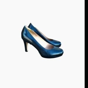 Clarks Artisan Delsie Bliss Black Leather Platform High Heel Shoe Pump Women 8.5